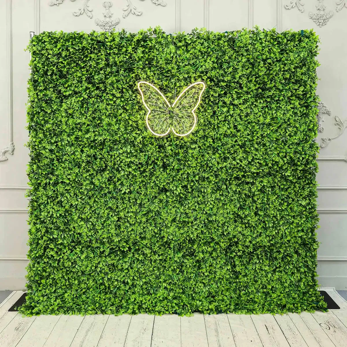 Blomme muur groen kunsmatige stof opgerolde gordyn blomme agtergrond vir partytjie