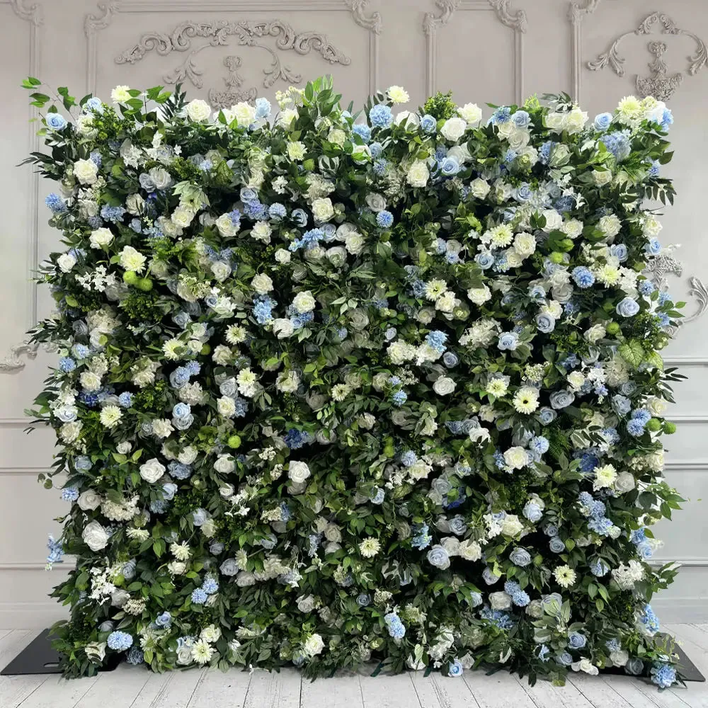Blomme muur groen kunsmatige stof opgerolde gordyn blomme agtergrond vir partytjie