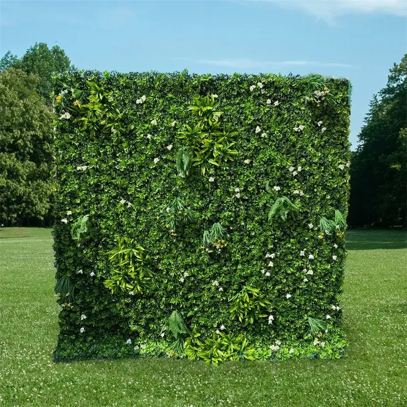 Blomme muur groen kunsmatige stof opgerolde gordyn blomme agtergrond vir partytjie
