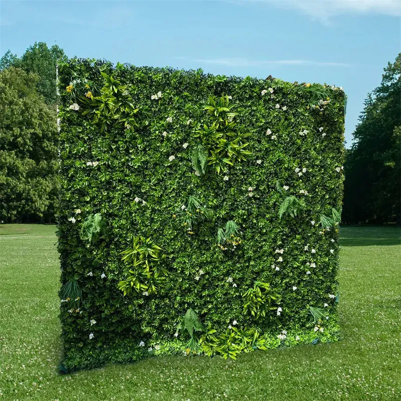 Blomme muur groen kunsmatige stof opgerolde gordyn blomme agtergrond vir partytjie
